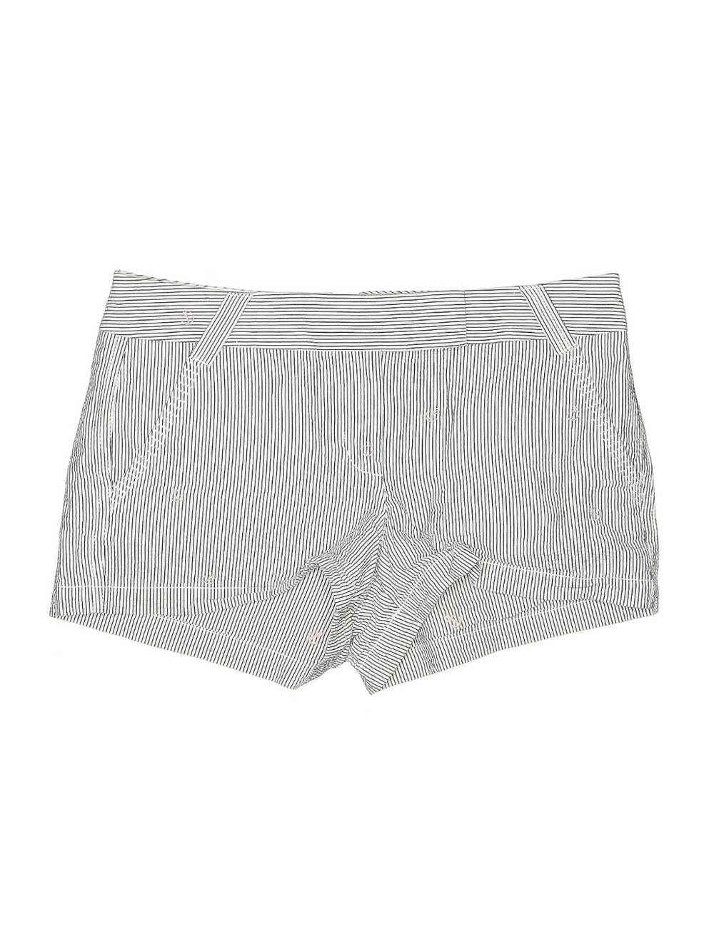 J. Crew White Shorts with Navy Pinstripes and Pink Trim